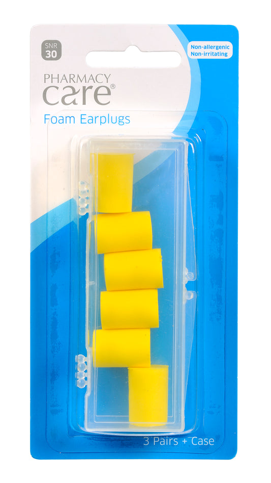 Pharmacy Care Foam Ear Plugs - 3 Pairs & Case