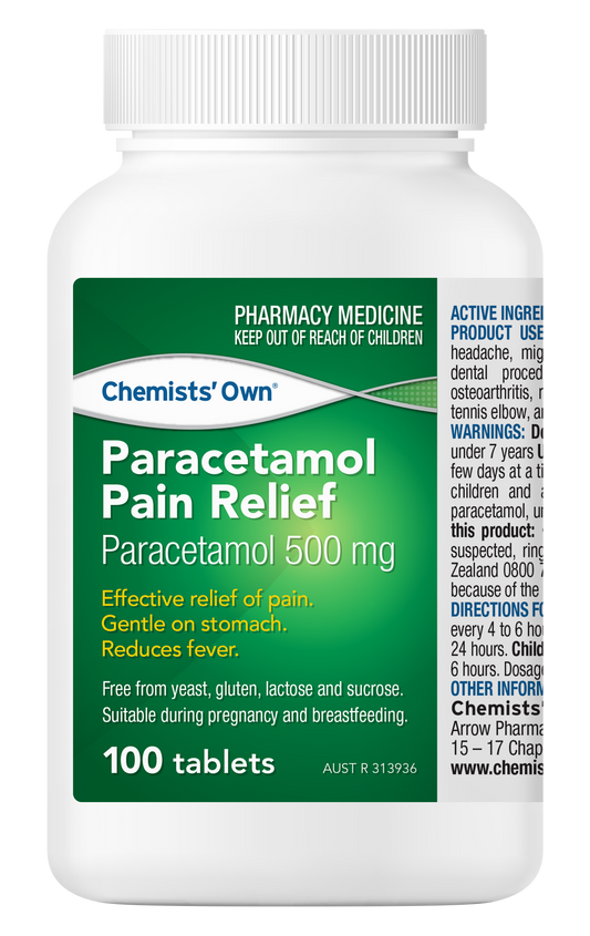 CO Paracetamol Pain Relief Tablets 100 Bottle