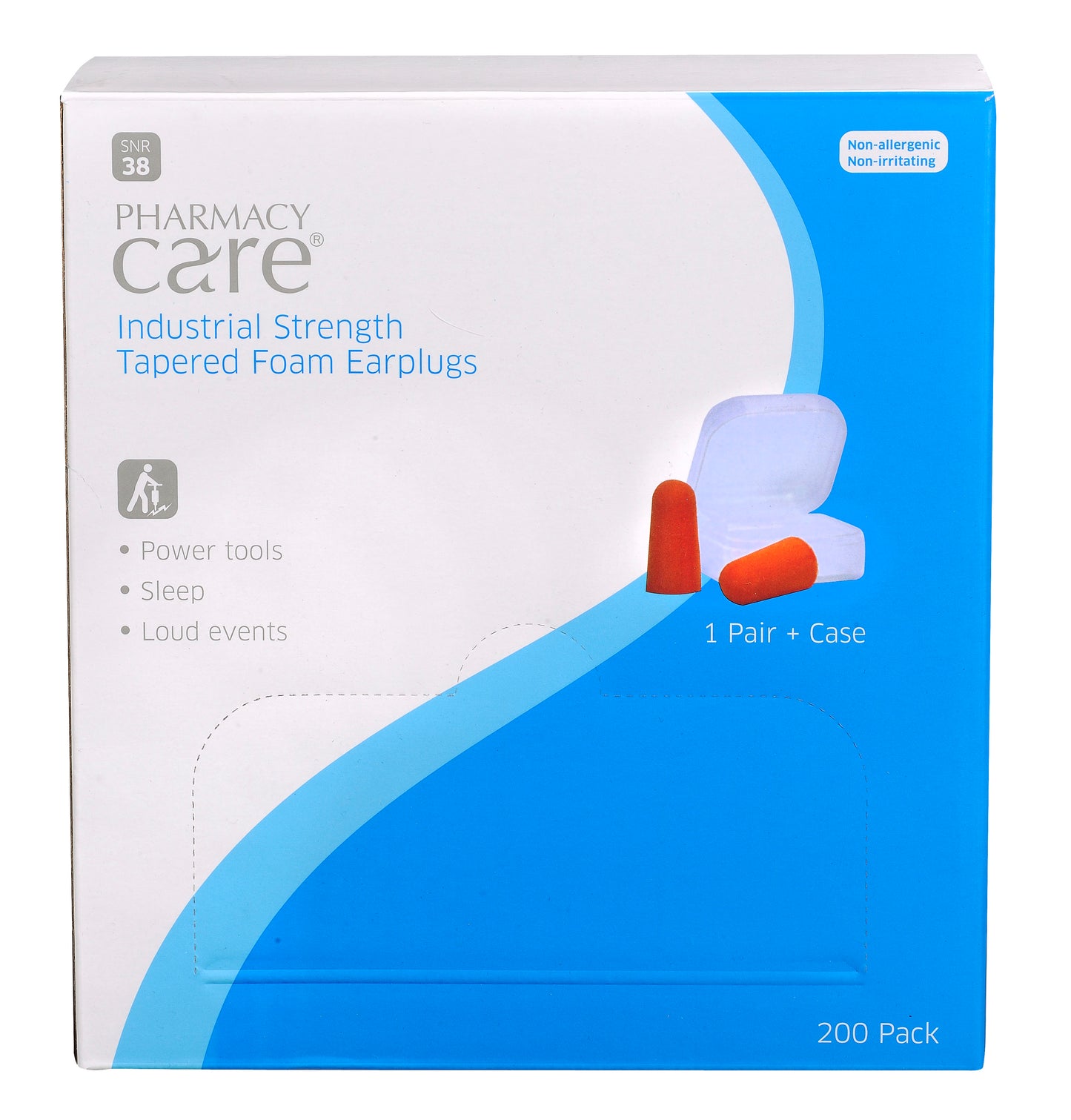 Pharmacy Care Ear Plugs Tapered Foam - 1 Pair & Case