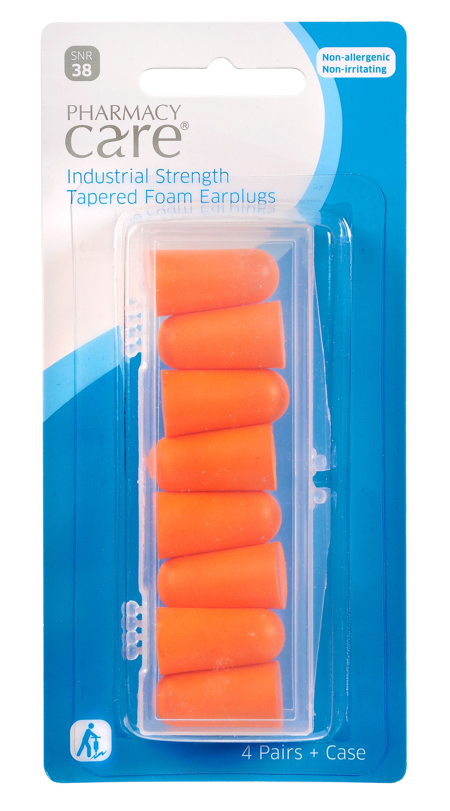 Pharmacy Care Ear Plugs Tapered Foam - 4 Pairs & Case
