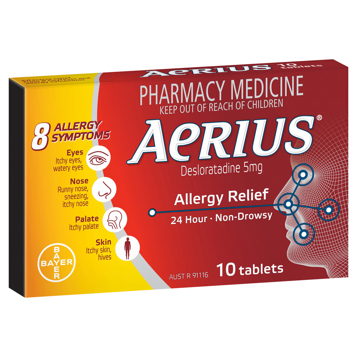 Aerius 24 Hour Non Drowsy Allergy Relief Antihistamine Tablets 10 pack