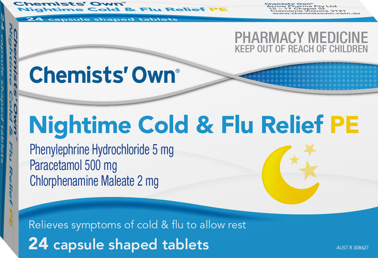 CO Nightime Cold & Flu Relief PE Tabs 24