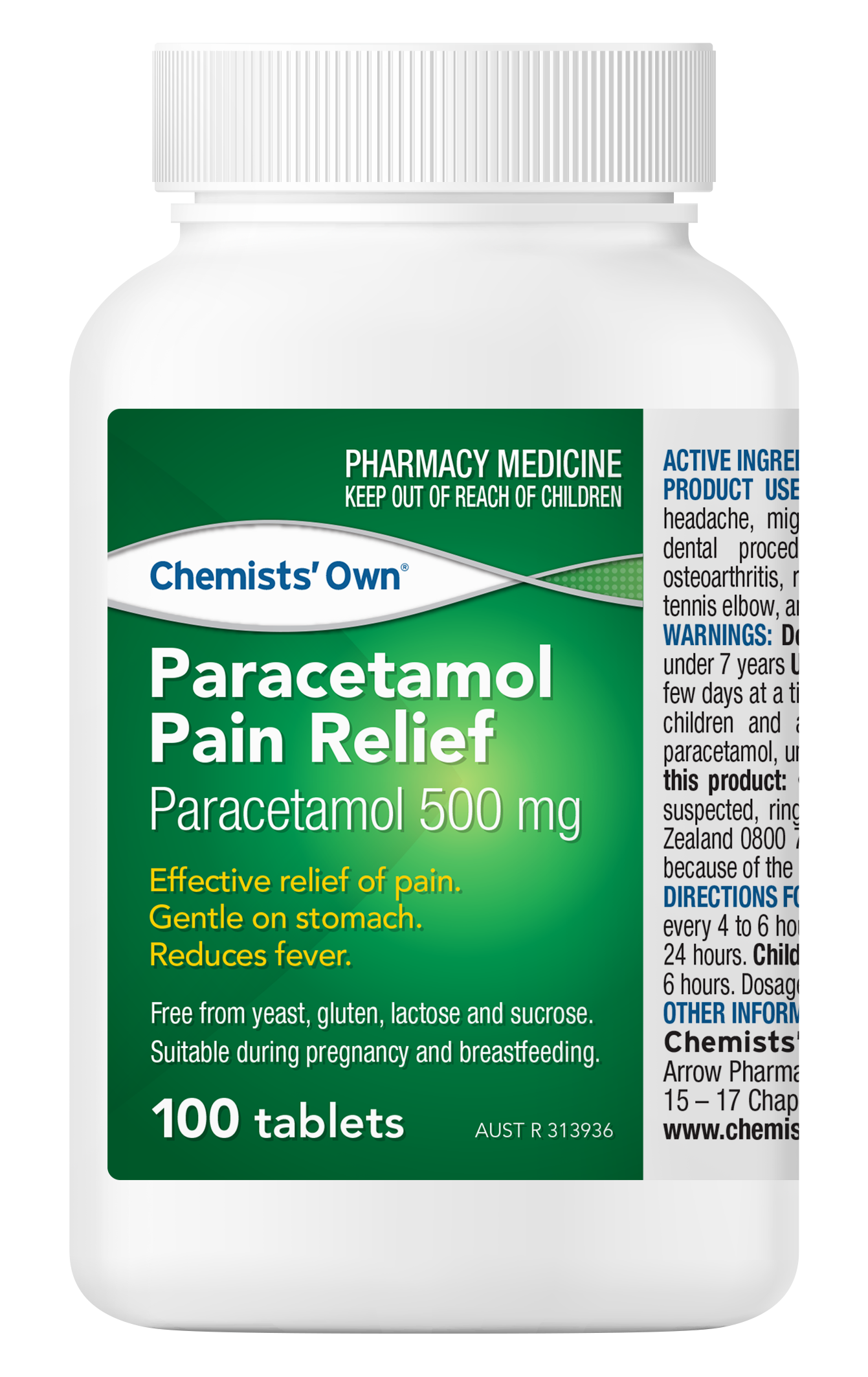 CO Paracetamol Pain Relief Tablets 100 Bottle
