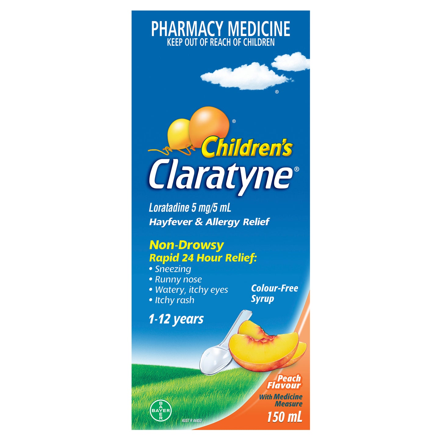 Children's Claratyne Hayfever & Allergy Relief Antihistamine Peach Flavoured Syrup 150ml