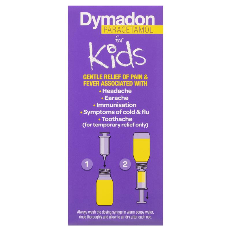 Dymadon Paracetamol 2-12 Years Strawberry Flavour - colour free - 200mL