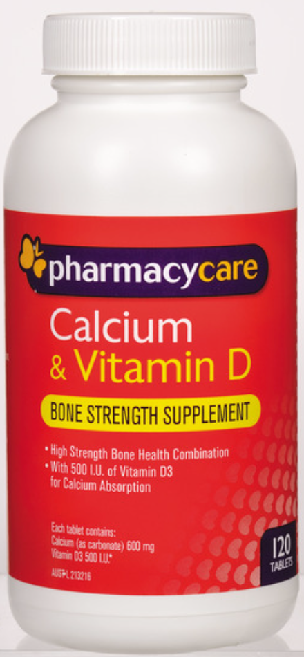 Pharmacy Care Calcium & Vitamin D - 120 Tablets