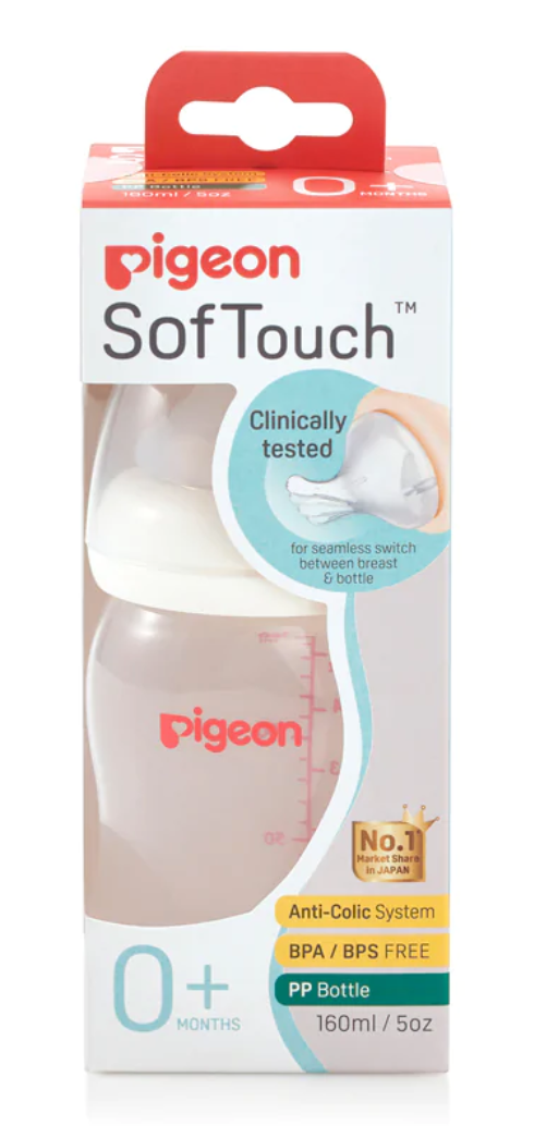 Pigeon Peristaltic Plus Wide Neck Bottle with Peristaltic Plus Nipple 160mL