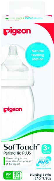 Pigeon Peristaltic Plus Wide Neck Bottle with Peristaltic Plus Nipple 240mL